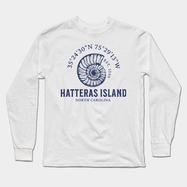 Hatteras Island Sunrise Sea Shell Vacation in NC Long Sleeve T-Shirt by Contentarama
